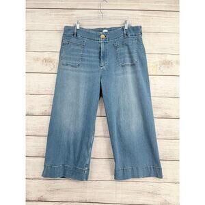 Maeve Anthropologie The Colette Crop High-Rise Wide-Leg Jeans Womens 18W Blue